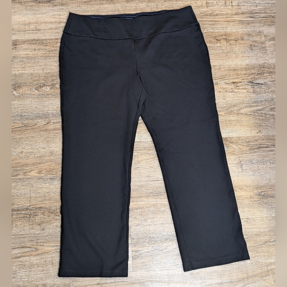 Fitted Solid Black Straight Leg Stretchy Pants